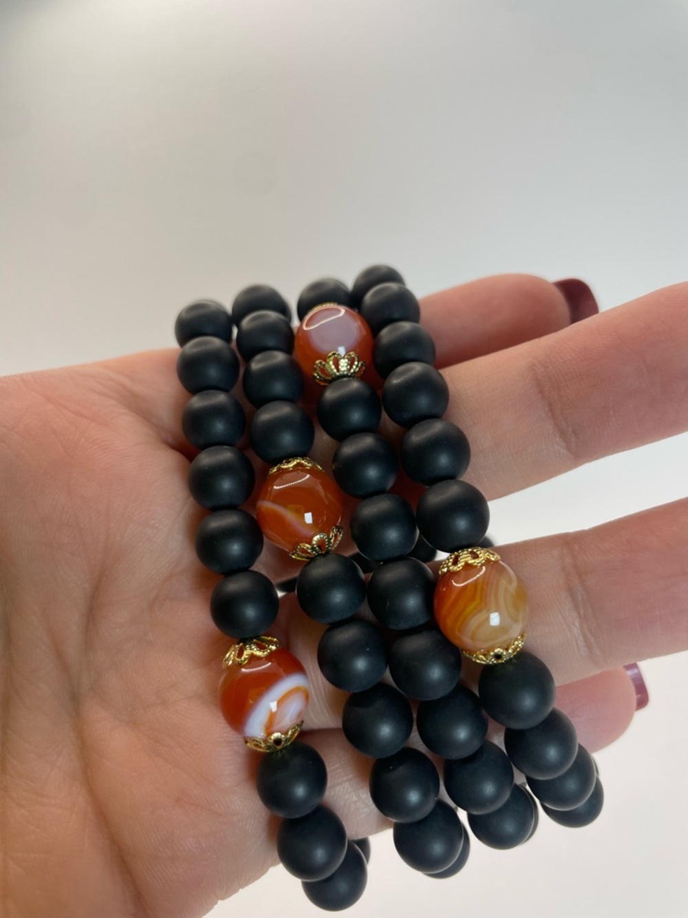 ONE Bian Stone & Carnelian Bead Stretch Bracelet - 8mm (0109)